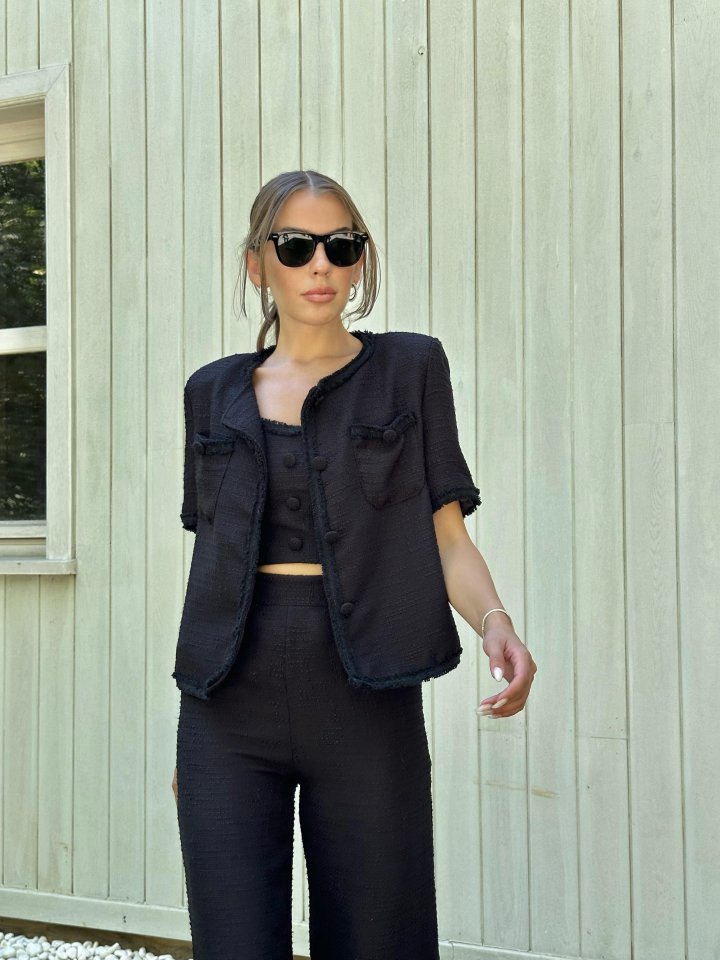 Siyah Askılı Büstiyer Ceket Ve Pantolon Takım