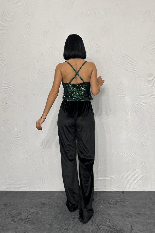 Zümrüt Askılı Degaje Bluz