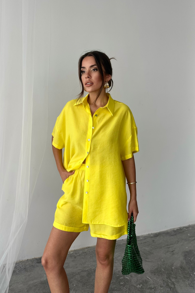 GÖMLEK - ŞORT TAKIM - Sarı