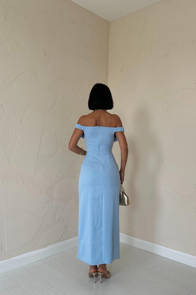 Bebe Mavi Madonna Yaka Güllü Elbise