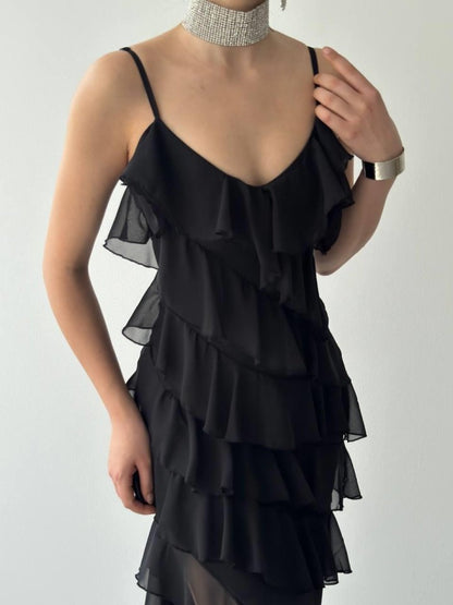 Ples Yırtmaç Detaylı Elbise