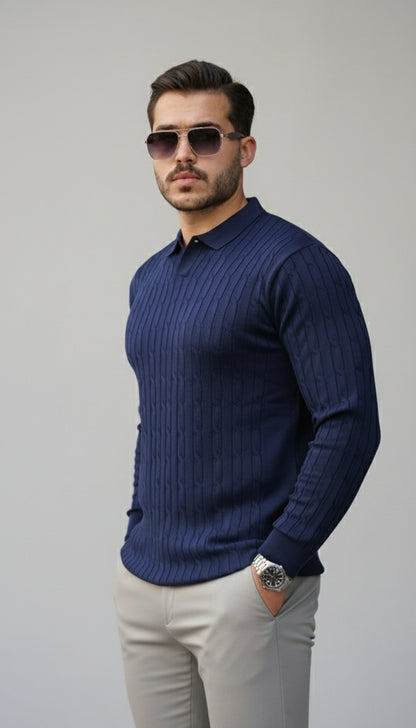 Erkek Saç örgü Desenli Uzun Kollu Triko