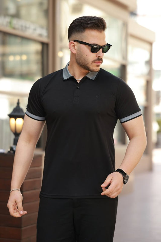 Erkek Yakalı Kagi Kumaş Kısa Kollu T-shirt