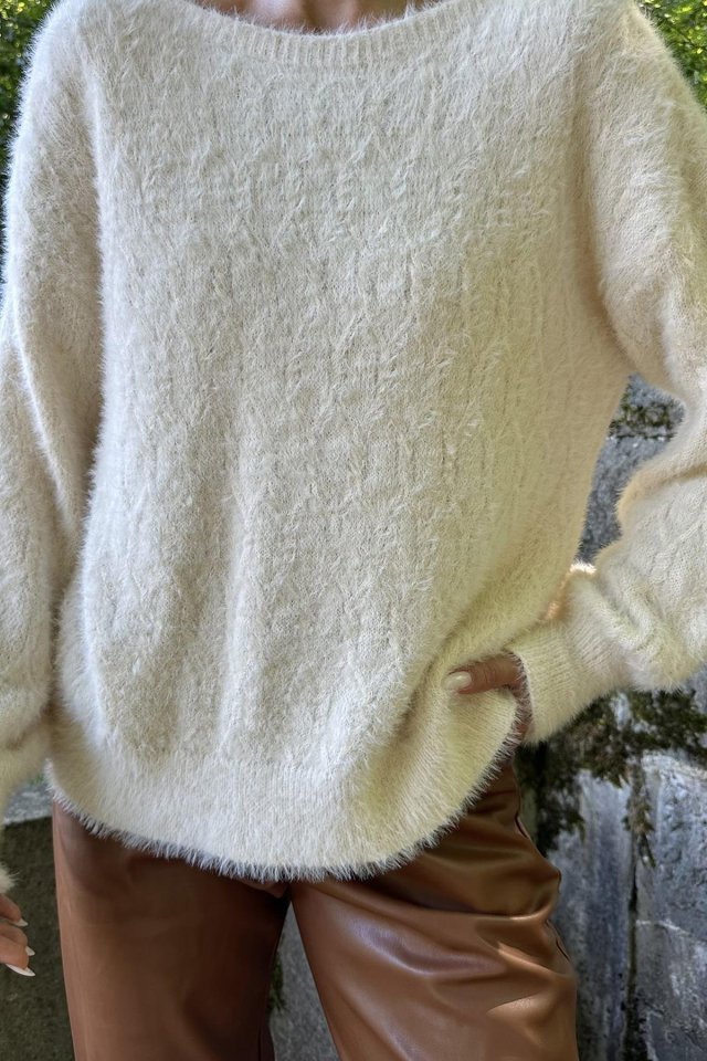 Taş Baklava Desenli Triko Kazak