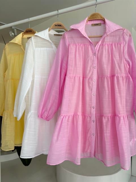 Gömlek Yaka Pileli Elbise 2898