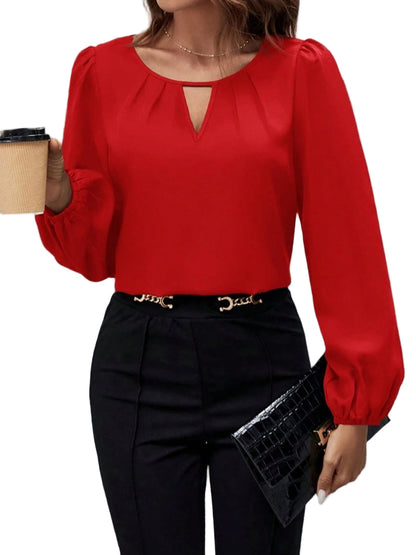 Kadın Uzun Kollu Damla Detaylı Ithal Krep Bluz