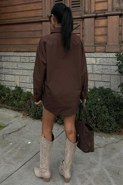 Metal Kuşgözü Detaylı Poplin Gömlek 3453