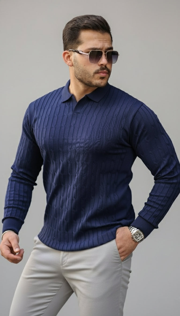 Erkek Saç örgü Desenli Uzun Kollu Triko