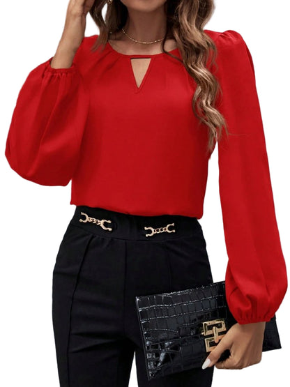 Kadın Uzun Kollu Damla Detaylı Ithal Krep Bluz