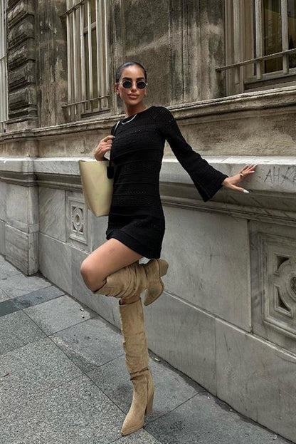 Daisy Kroşe Mini Elbise 2560-01