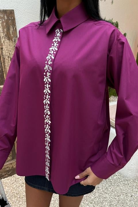 Önü Şerit Taşlı Gömlek 3448