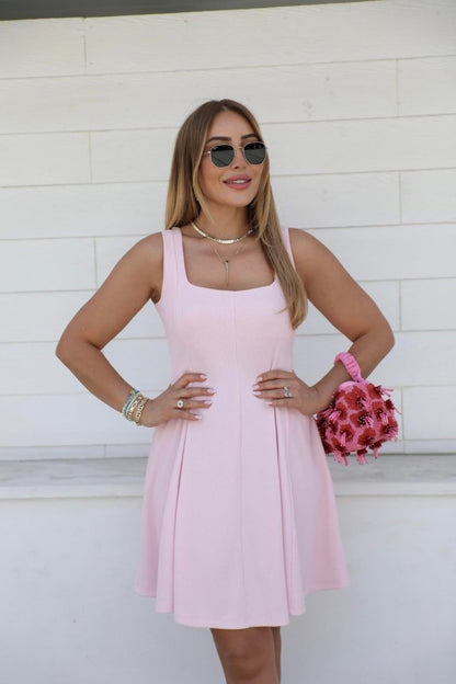 Kadın Kare Yaka Mini Elbise