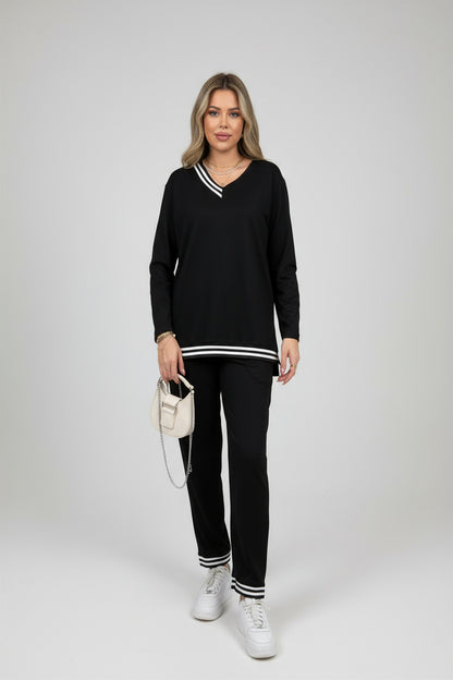 Kadın Yeni Sezon Uzun Kollu Ribana Detay Ikili Takım
