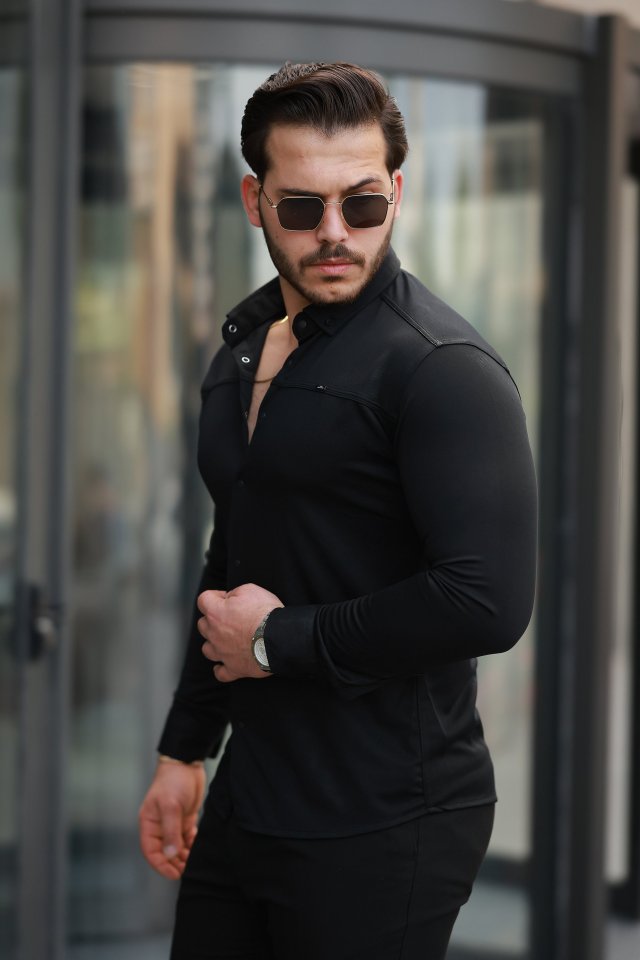 Erkek çıtçıt Düğmeli Dikiş Detaylı Uzun Kollu Gömlek