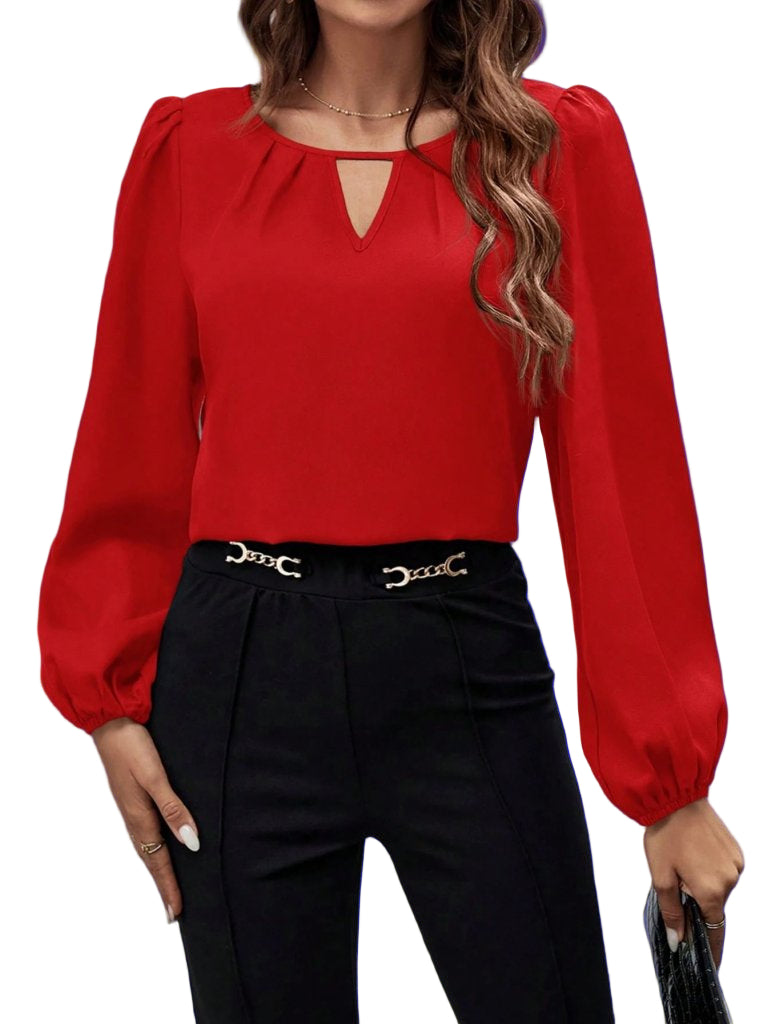 Kadın Uzun Kollu Damla Detaylı Ithal Krep Bluz