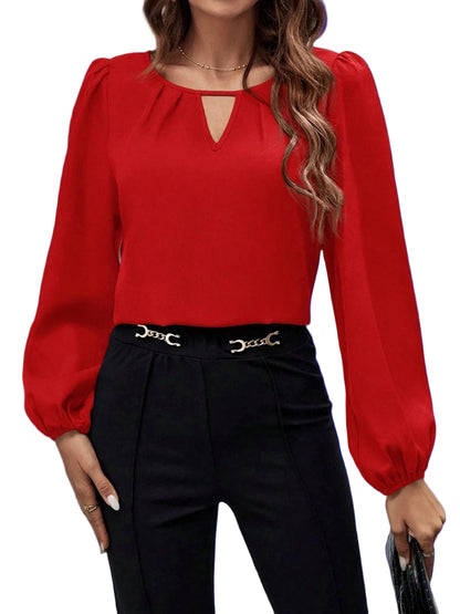 Kadın Uzun Kollu Damla Detaylı Ithal Krep Bluz