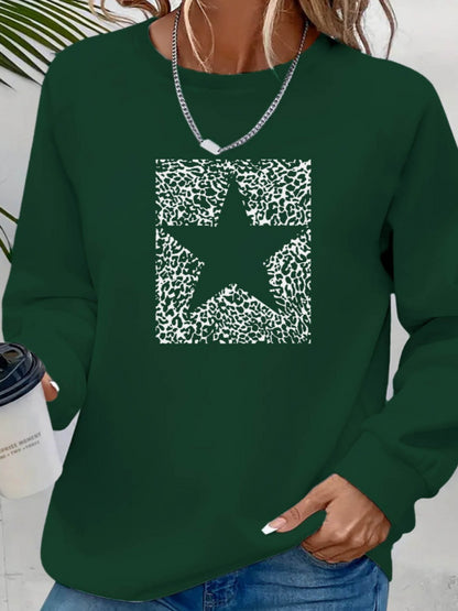 Kadın Uzun Kollu Bisiklet Yaka Desenli Viskon Iki Iplik Bluz