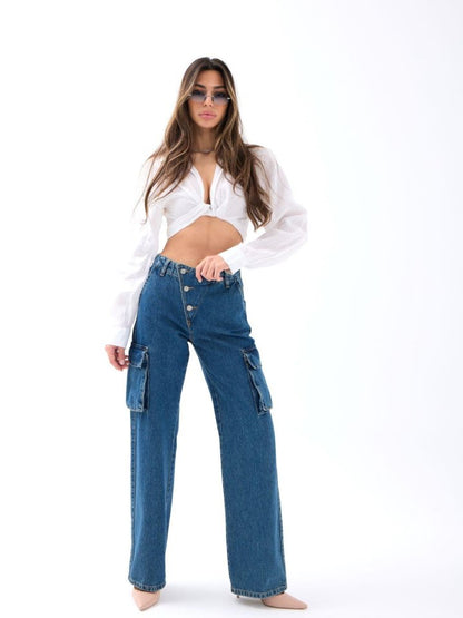 6519 KOT PANTOLON-MAVİ