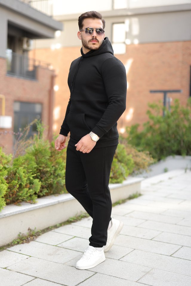 Erkek Kapüşonlu Üç İplik Şardonlu Alt-Üst Takım