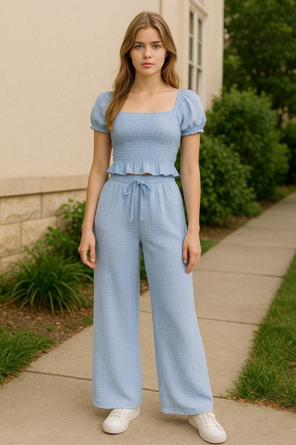 Kadın Beli Lastikli Pol Paça Pantolon