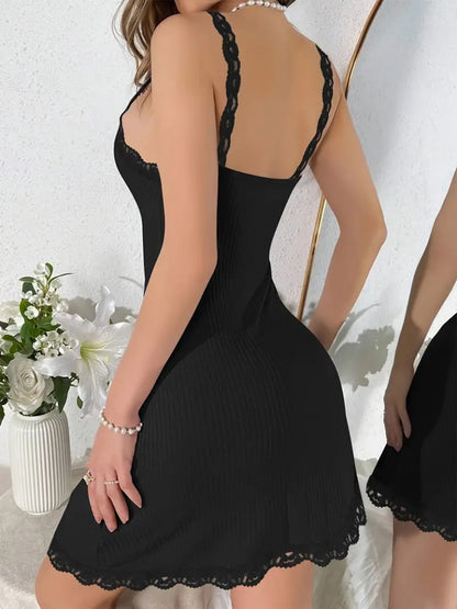 Kadın Askılı V Yaka Dantel Detay Fitilli Kaşkorse Gecelik