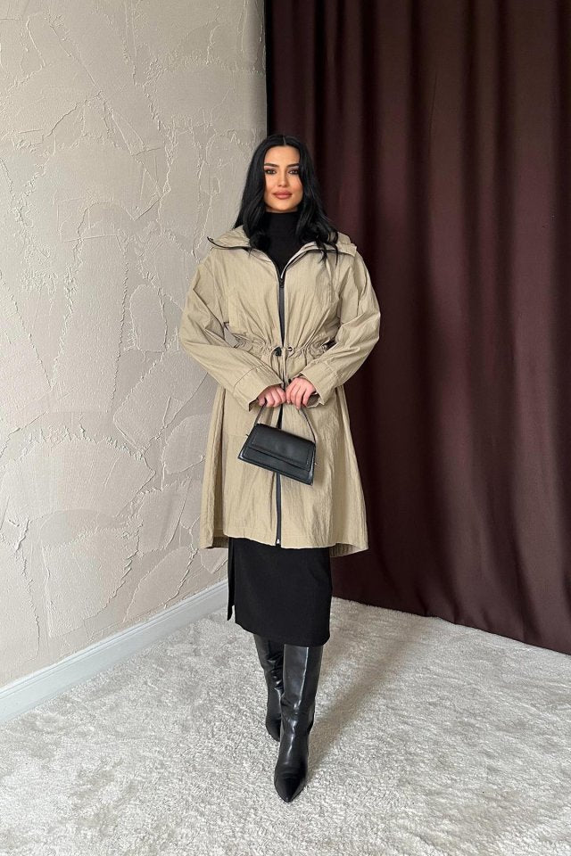 Camel Askı Detaylı Trençkot
