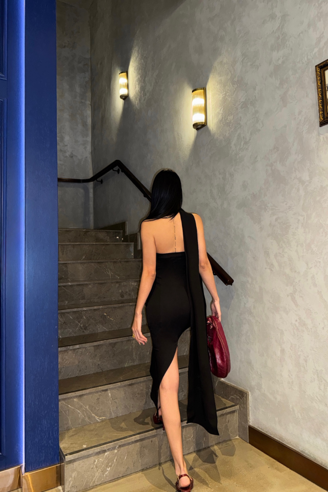 STRABLEZ ELBİSE BOYUN KUŞAK DETAYLI - Siyah