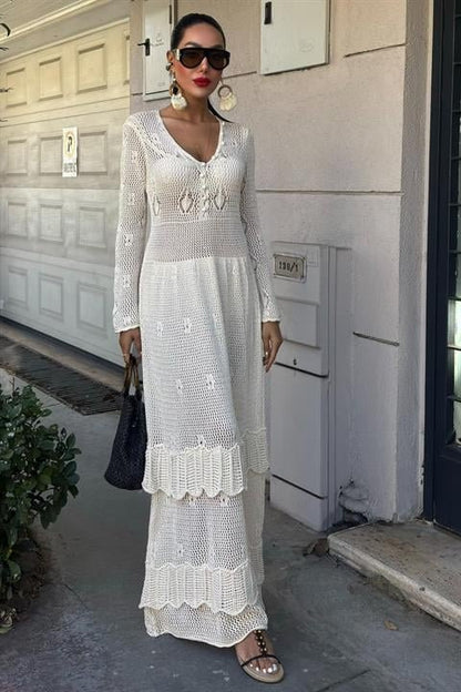 Düğme Detaylı Ve Kat Etekli Etnik Elbise 2859