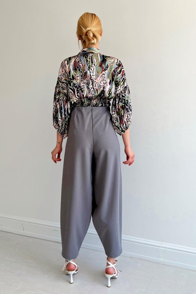 Beli Lastikli Saten Gömlek - Yeşil