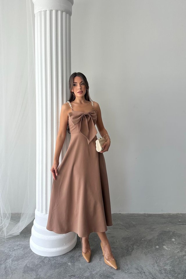 Moccah İnci Askı Detaylı Elbise