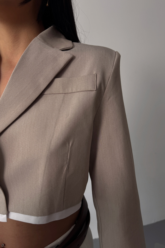 CROP CEKET TEK DÜĞME - Bej