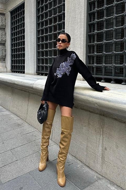 Nakış Detaylı Triko Kazak 1340