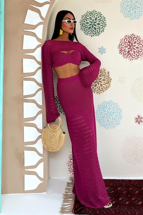 Büstiyer Ve Bolerolu Ajur Üçlü Takım 10087