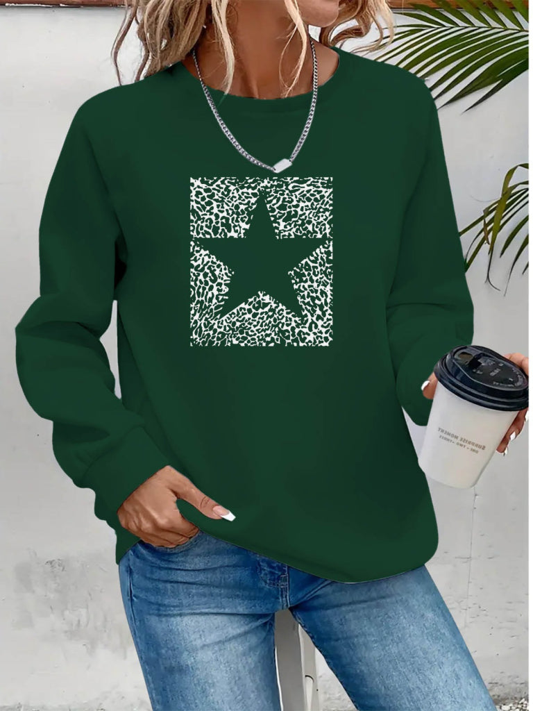 Kadın Uzun Kollu Bisiklet Yaka Desenli Viskon Iki Iplik Bluz