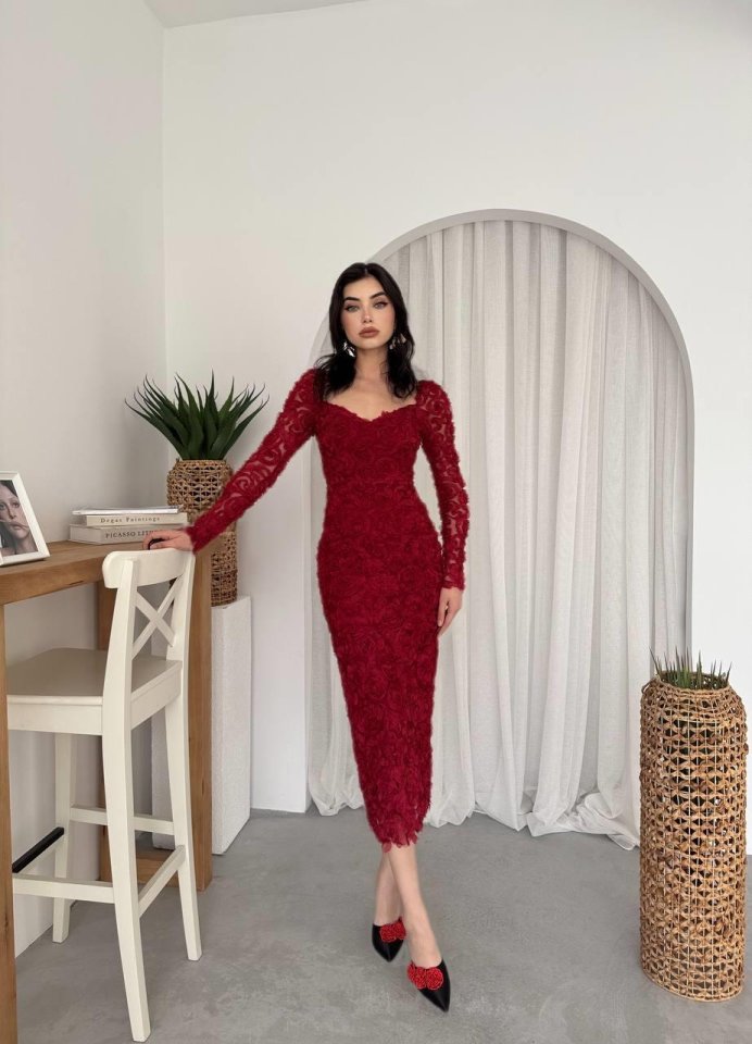 Folers Çiçek Desenli Elbise