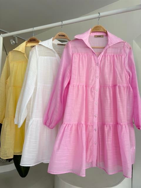 Gömlek Yaka Pileli Elbise 2898