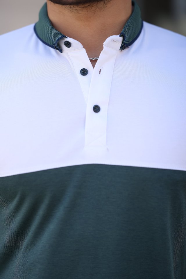 Erkek Yakalı çift Renk Kısa Kollu T-shirt