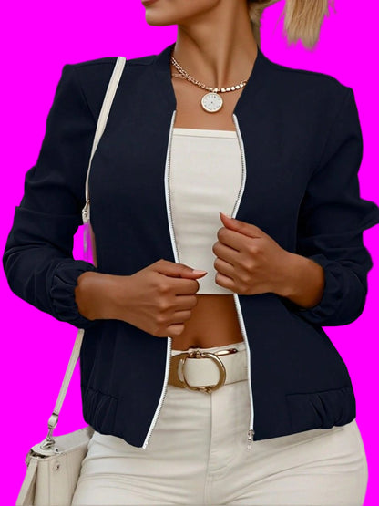 Kadın Uzun Kollu önden Fermuarlı Modal Ceket