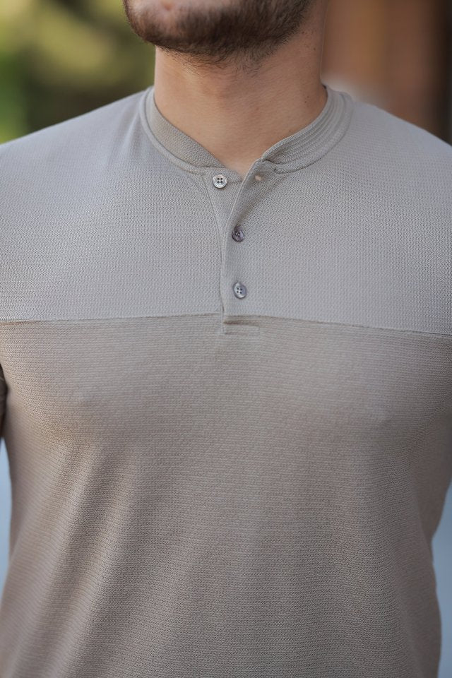 Erkek Hakim Yakalı Kısa Kollu Pamuklu T-shirt