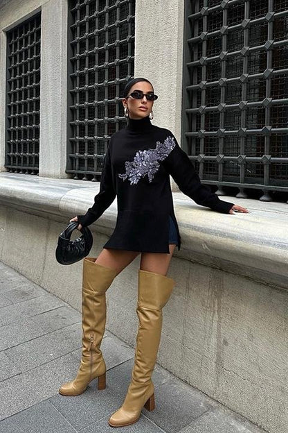 Nakış Detaylı Triko Kazak 1340