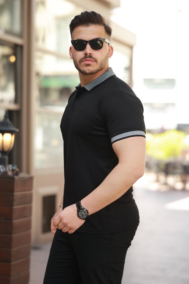 Erkek Yakalı Kagi Kumaş Kısa Kollu T-shirt