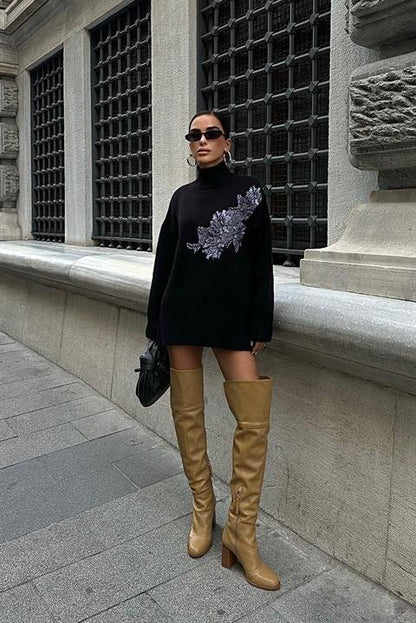 Nakış Detaylı Triko Kazak 1340