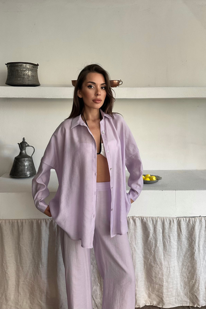 GÖMLEK - PANTOLON TAKIM - Lila