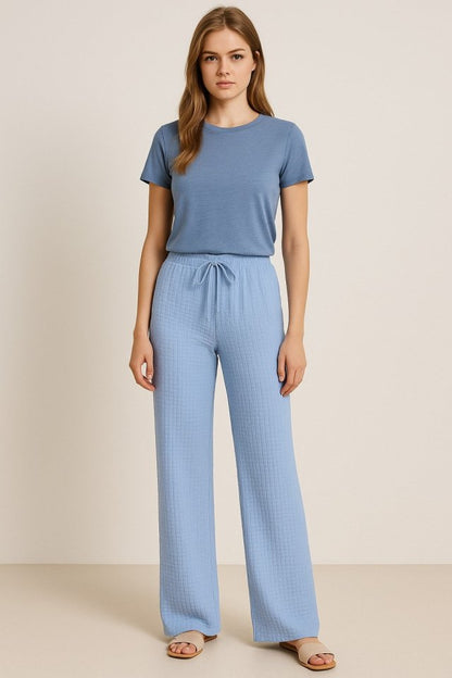 Kadın Beli Lastikli Pol Paça Pantolon
