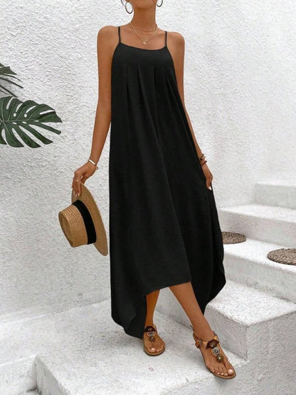 Kadın Ip Askılı V Yakalı Asimetrik Detaylı Aerobin Elbise