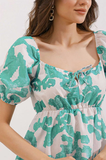 2351 Kloş Poplin Elbise - D. Mint