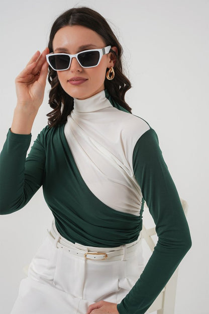 940 Büzgü Detaylı Sandy Bluz - Bordo