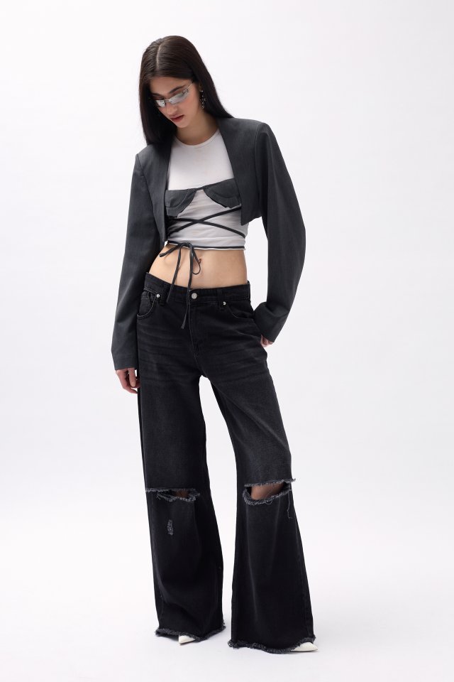 Göğüs Bra Detay Crop Ceket