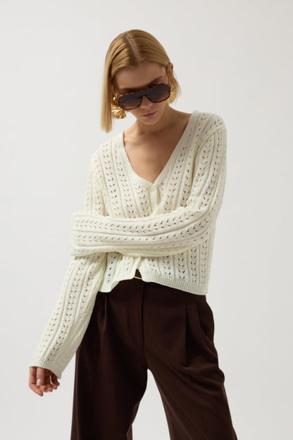 Düğme Detay Örgü Bluz