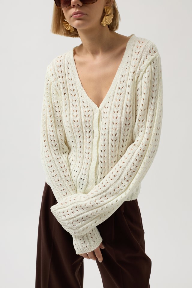 Düğme Detay Örgü Bluz